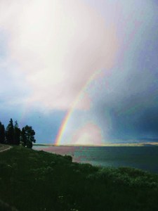Rainbow over Lake Yellowstone, Wyoming